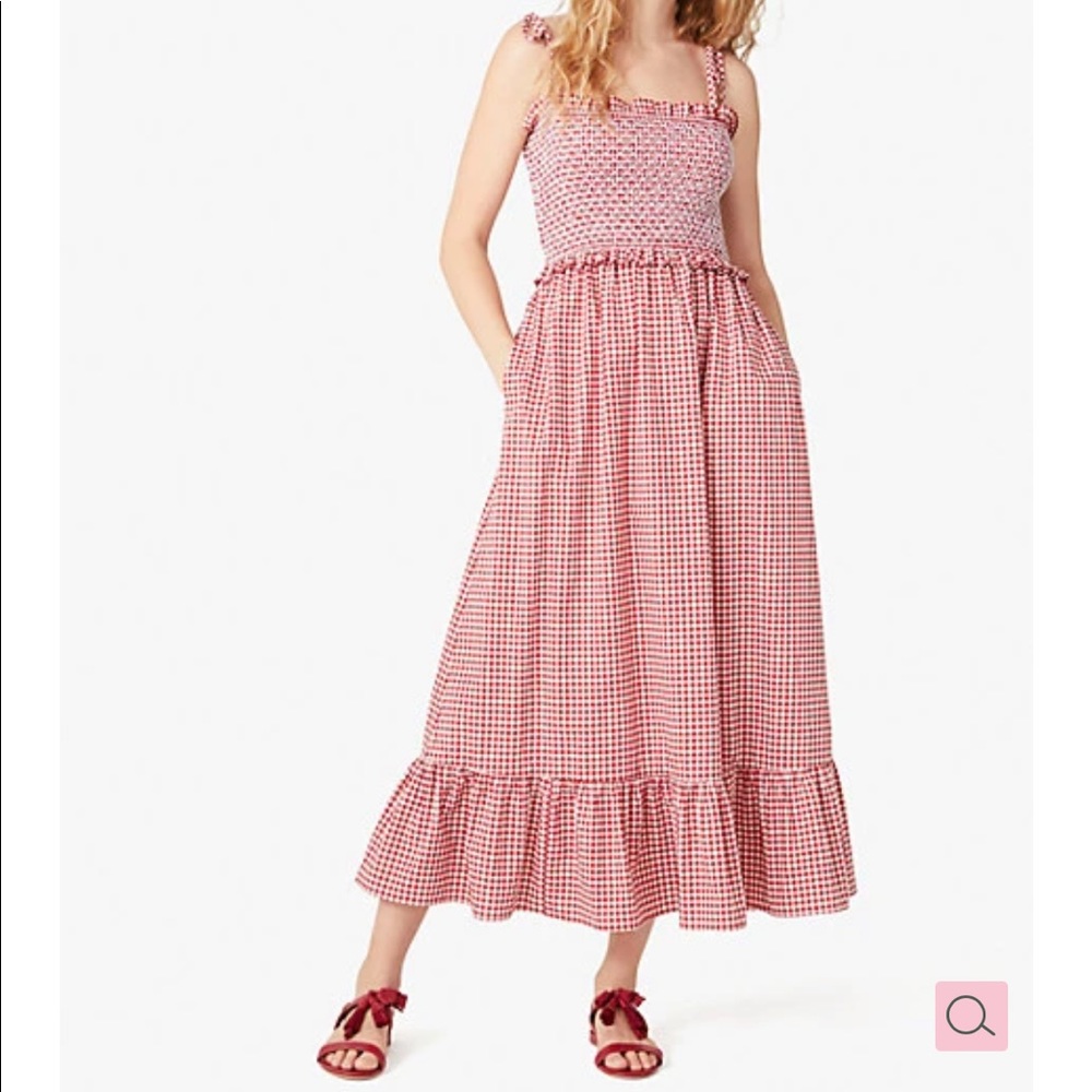 NWT Red gingham smocked Kate Spade Dress